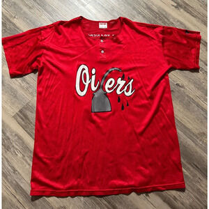 Vtg Coach's Nylon Jersey Shirt Mens XXL Oilers Coach Team Red Fox Athletic Wear